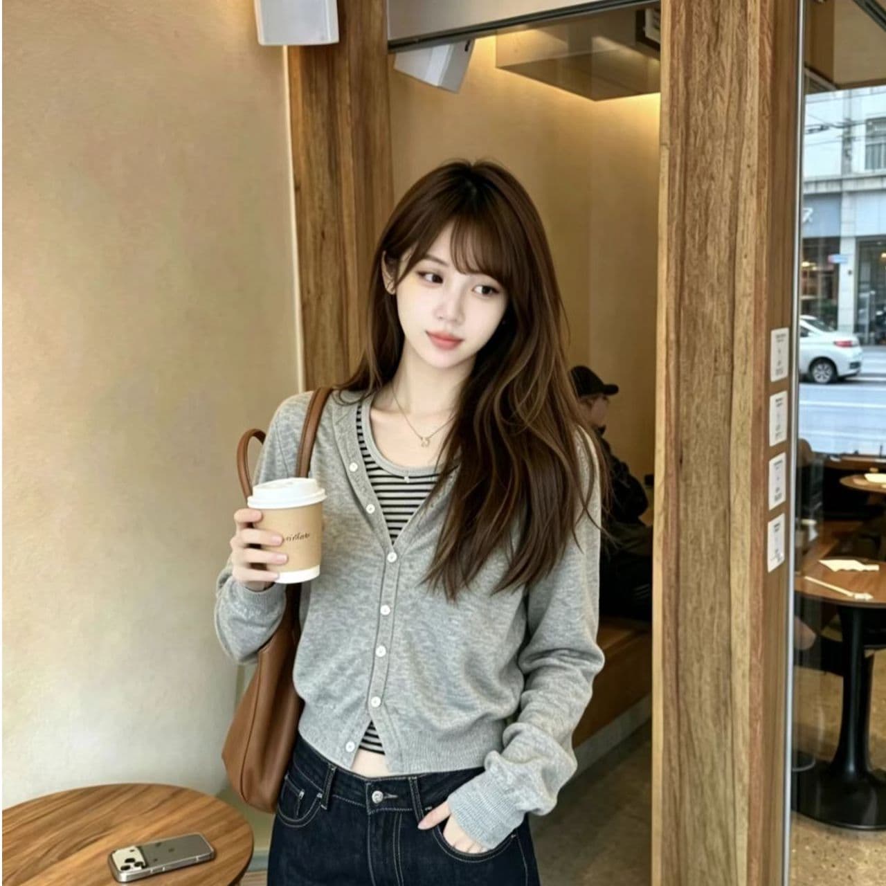 배색 한 부서 스트라이프 후드 페이크 레이어드 긴팔 니트 스웨터 여성 가을 새로운 Chic 디자인 센스 스웨터 맨위 이미지 3