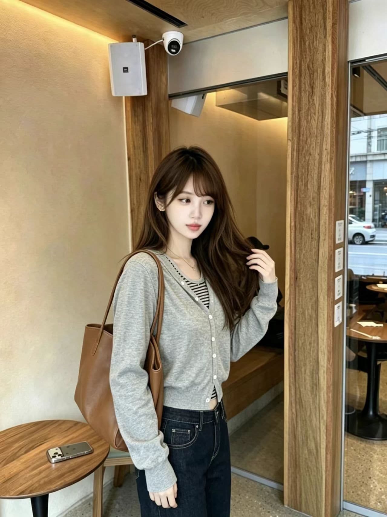 배색 한 부서 스트라이프 후드 페이크 레이어드 긴팔 니트 스웨터 여성 가을 새로운 Chic 디자인 센스 스웨터 맨위 상세 이미지 3