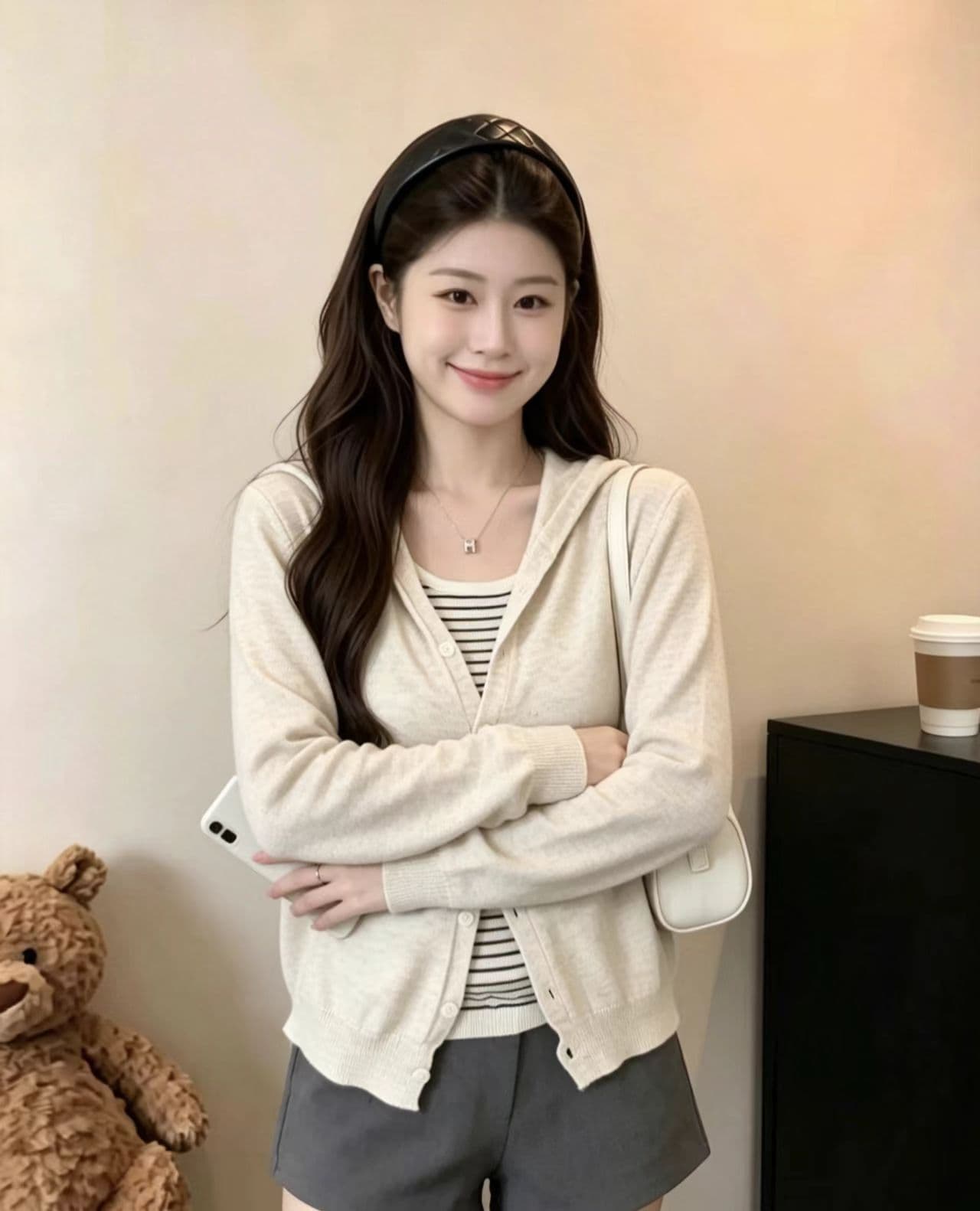 배색 한 부서 스트라이프 후드 페이크 레이어드 긴팔 니트 스웨터 여성 가을 새로운 Chic 디자인 센스 스웨터 맨위 상세 이미지 8