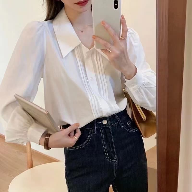 화이트 셔츠 봄 가을 새로운 프랑스식 장기 센스 작은 대중 셔츠 품격 디자인 Chic 긴팔 맨위 상세 이미지 2