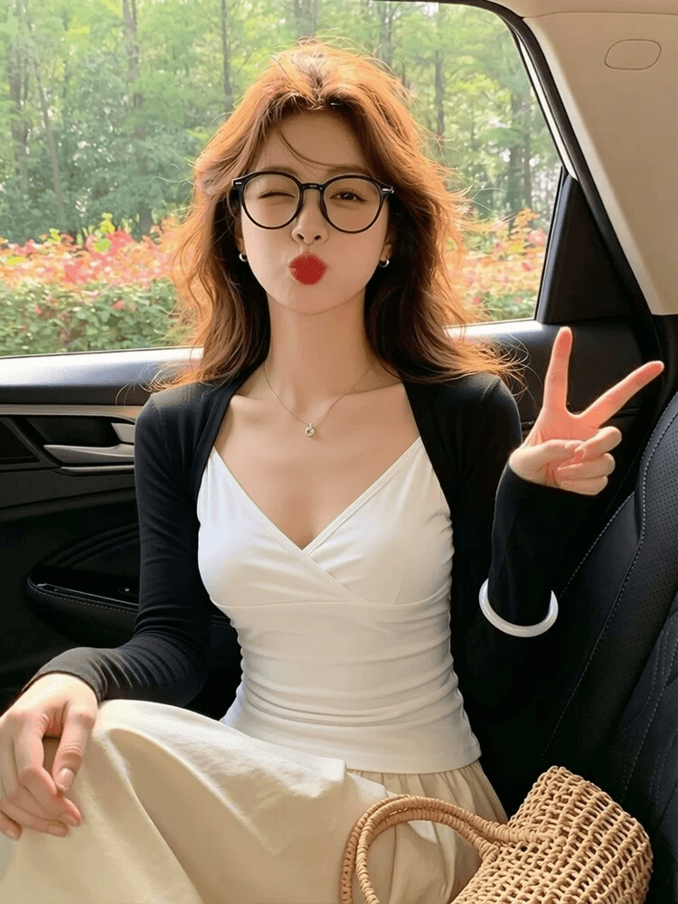 260 그램 사람들 면 긴팔 티셔츠 여성 이미지 3