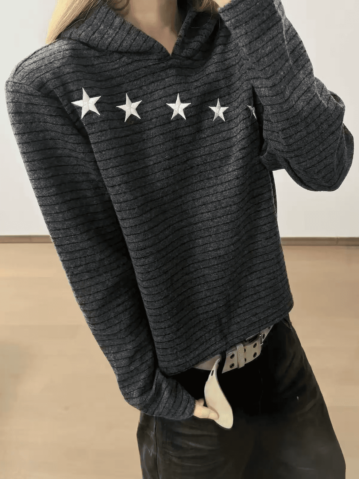원본 컬러 짜임 기사 300 그램 자수 후드티 여성 상세 이미지 3