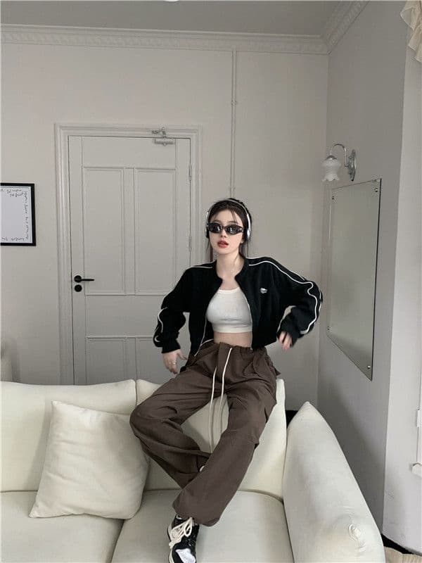 흔들어서 톤 품질 아메리칸 후드티 여성 긴 소매 재킷 이른 가을 레트로 이슬 뼈의 지퍼 오픈 가디건 쇼트 스타일 맨위 상세 이미지 11