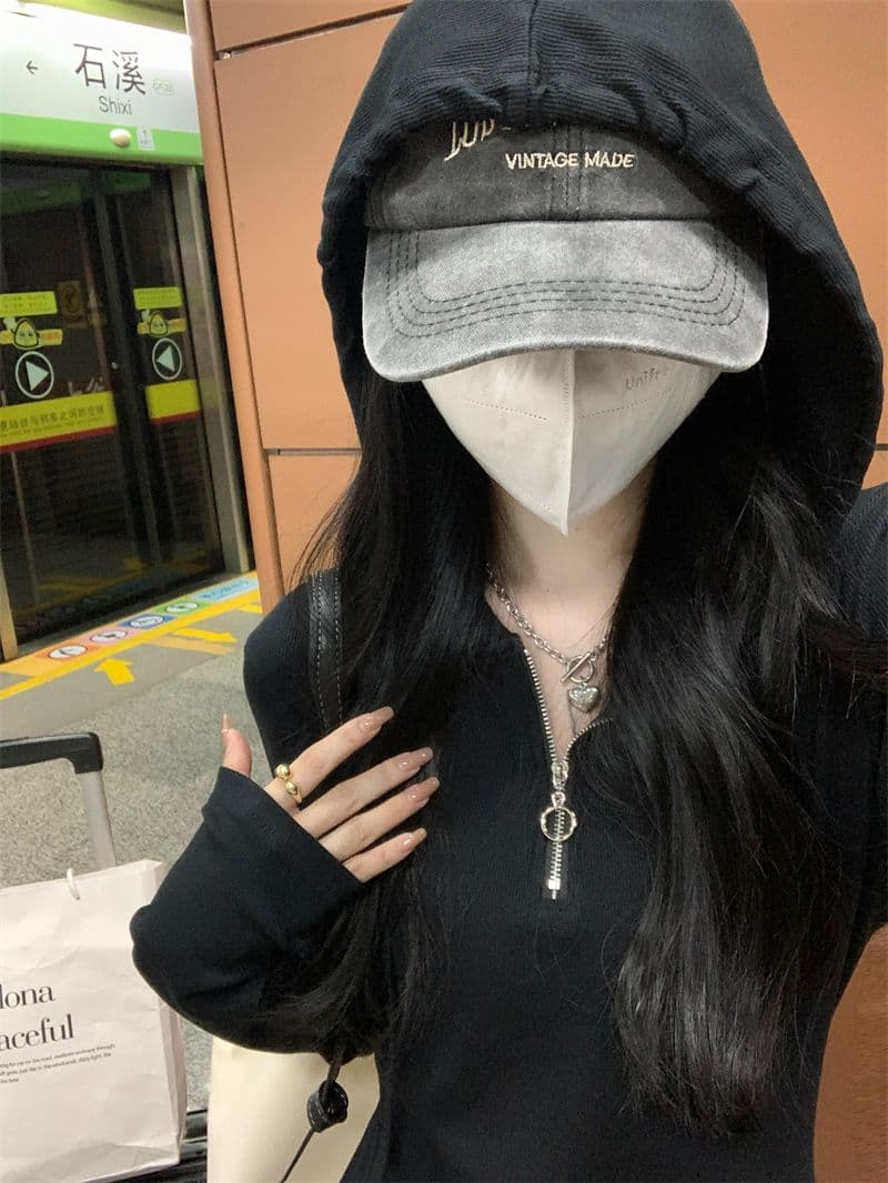 이후 테두리 프랑스식 후드 긴팔 드레스 가을 품격 슬림해 보이는 만나는 롱 스커트 상세 이미지 3