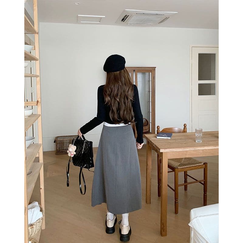 원본 가슴 표준 눈에 띄는 페이크 레이어드 POLO 칼라 여성 셔츠 가을 학원 스타일 세트 상세 이미지 15