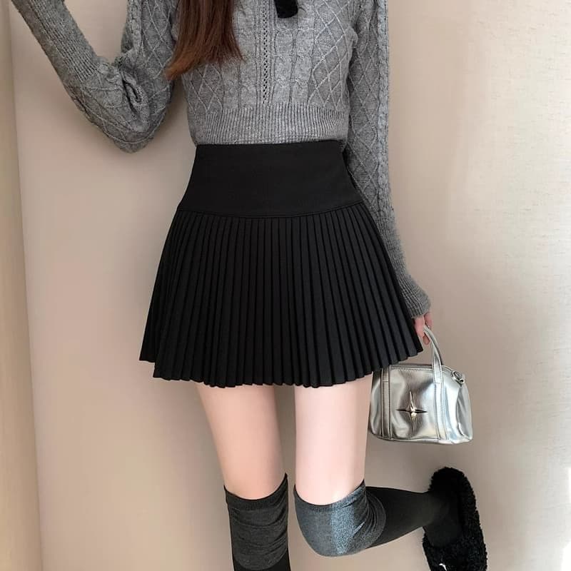 두꺼운 모직 베이지 색 모직 플리츠 스커트 여성 가을 겨울 새로운 반신 스커트 하이웨이스트 슬림해 보이는 A라인 스커트 상세 이미지 14