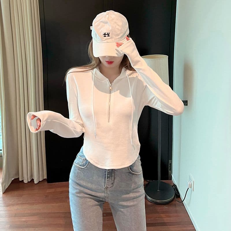 3 색 디자인 센스 작은 대중 가을 겨울철 쇼트 스타일 후드 티 스웨터 슬림해 보이는 표지 배 긴팔 맨위 상세 이미지 20