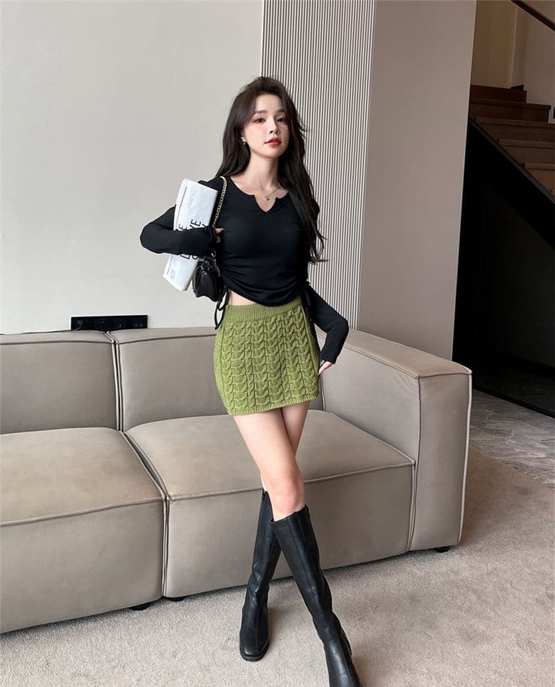 디자인 센스 작은 대중 펌프 로프 V넥 긍정적 인 어깨 티셔츠 여성 가을 겨울철 표지 배 슬림해 보이는 긴팔 맨위 상세 이미지 5