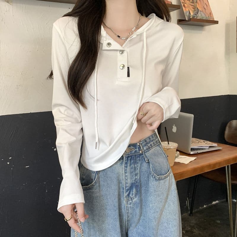 삼색 가을 겨울철 새로운 여성 의류 고유 한 Chic 패션 개성 후드 풀오버 기본 셔츠 맨위 이미지 4