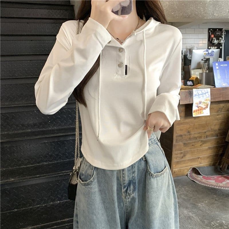 삼색 가을 겨울철 새로운 여성 의류 고유 한 Chic 패션 개성 후드 풀오버 기본 셔츠 맨위 이미지 2