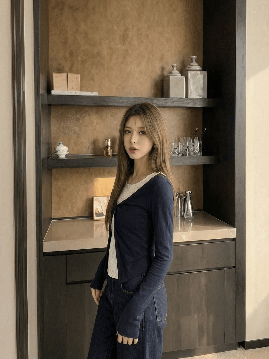 한 부서 달콤함 꽃무늬 페이크 레이어드 긴팔 티셔츠 여성 봄 가을 디자인 센스 슬림해 보이는 맨위 상세 이미지 10
