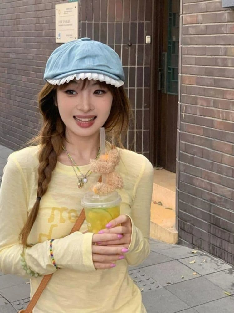 주간 실크 아마 달콤한 매운맛 몸매 가꾸기 알파벳 프린트 긴팔 티셔츠 슬림해 보이는 긍정적 인 어깨 인사이드 가져 가라. 작은 대중 맨위 ins 트렌디