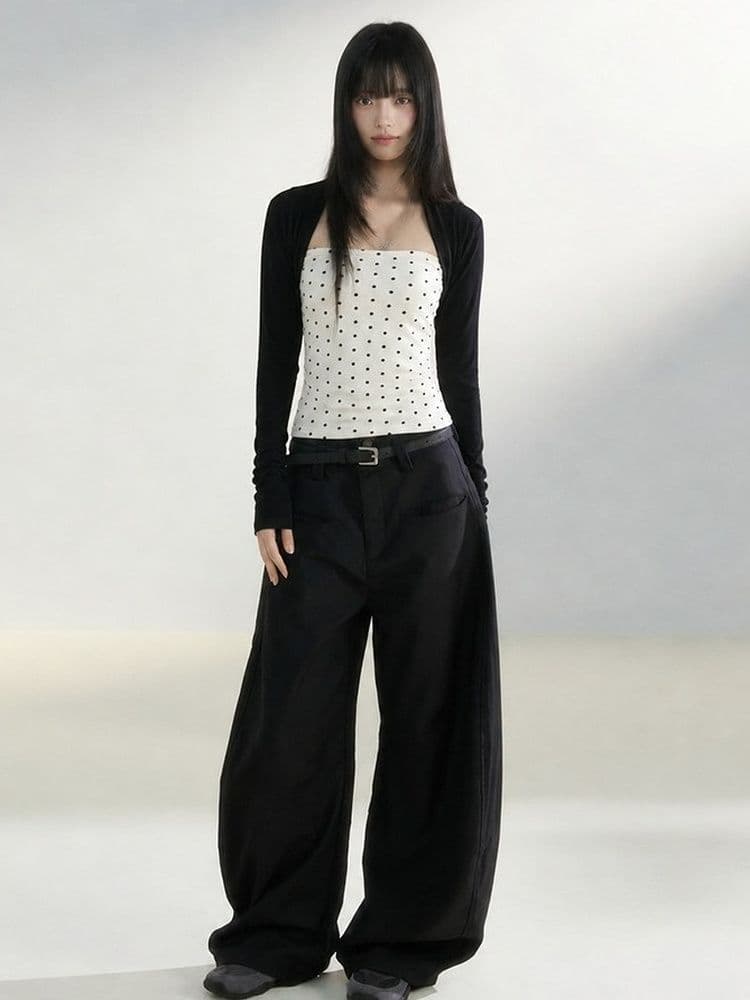 1 1 와 사고 방식 260 그램 흰색 배경 블랙 도트 무늬 튜브탑 티셔츠 새로운 여성 가을 인기 자이언트 잘 생긴 패션 맨위 상세 이미지 6
