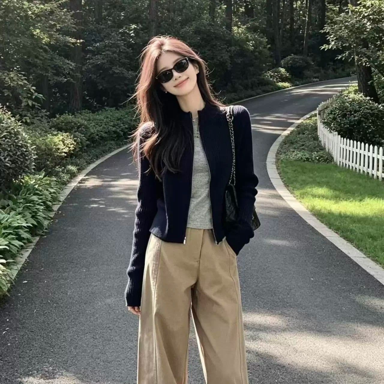 2026 새로운 해군 지퍼 니트 오픈 가디건 여성 코트 가을 겨울 스웨터 몸매 가꾸기 이른 가을 chic 한 첨부 된 의류 이미지 3