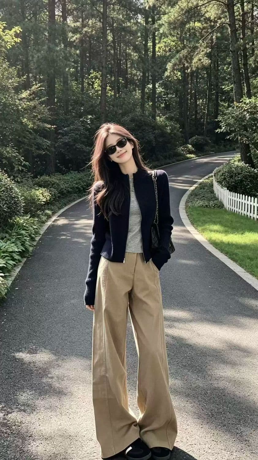 2026 새로운 해군 지퍼 니트 오픈 가디건 여성 코트 가을 겨울 스웨터 몸매 가꾸기 이른 가을 chic 한 첨부 된 의류 상세 이미지 2