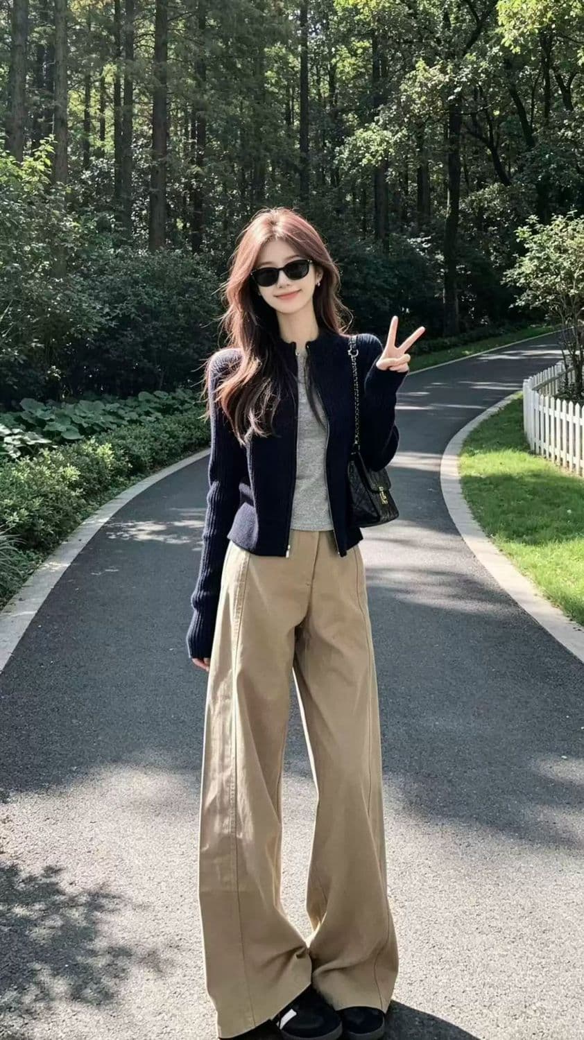 2026 새로운 해군 지퍼 니트 오픈 가디건 여성 코트 가을 겨울 스웨터 몸매 가꾸기 이른 가을 chic 한 첨부 된 의류 상세 이미지 4