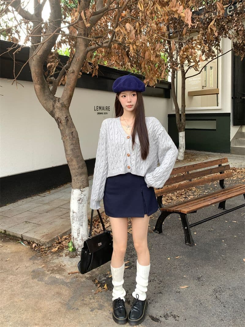 항구 바람 레트로 V넥 꽈배기 스웨터 여성 코트 가을 겨울 새로운 세련된 외국 가스 루즈핏 느긋한 니트 스웨터 맨위 상세 이미지 11