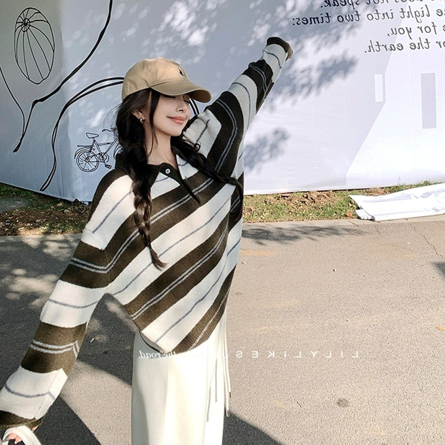 오래된 돈 모델 학생 양 플러시 2026 년 가을 겨울 높음 지혜 스트라이프 polo 풀오버 캐주얼 루즈핏 이미지 3