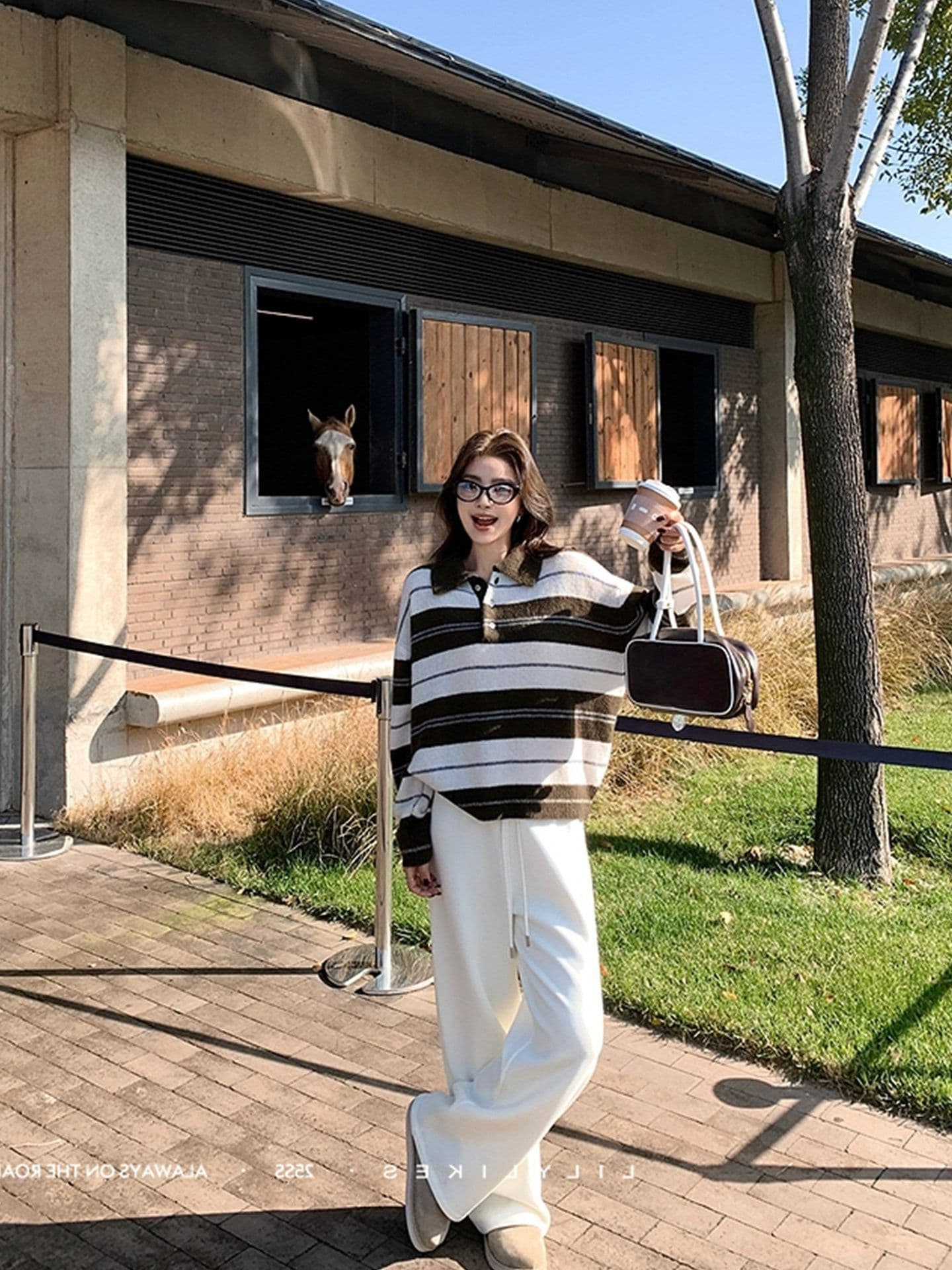 오래된 돈 모델 학생 양 플러시 2026 년 가을 겨울 높음 지혜 스트라이프 polo 풀오버 캐주얼 루즈핏 상세 이미지 3