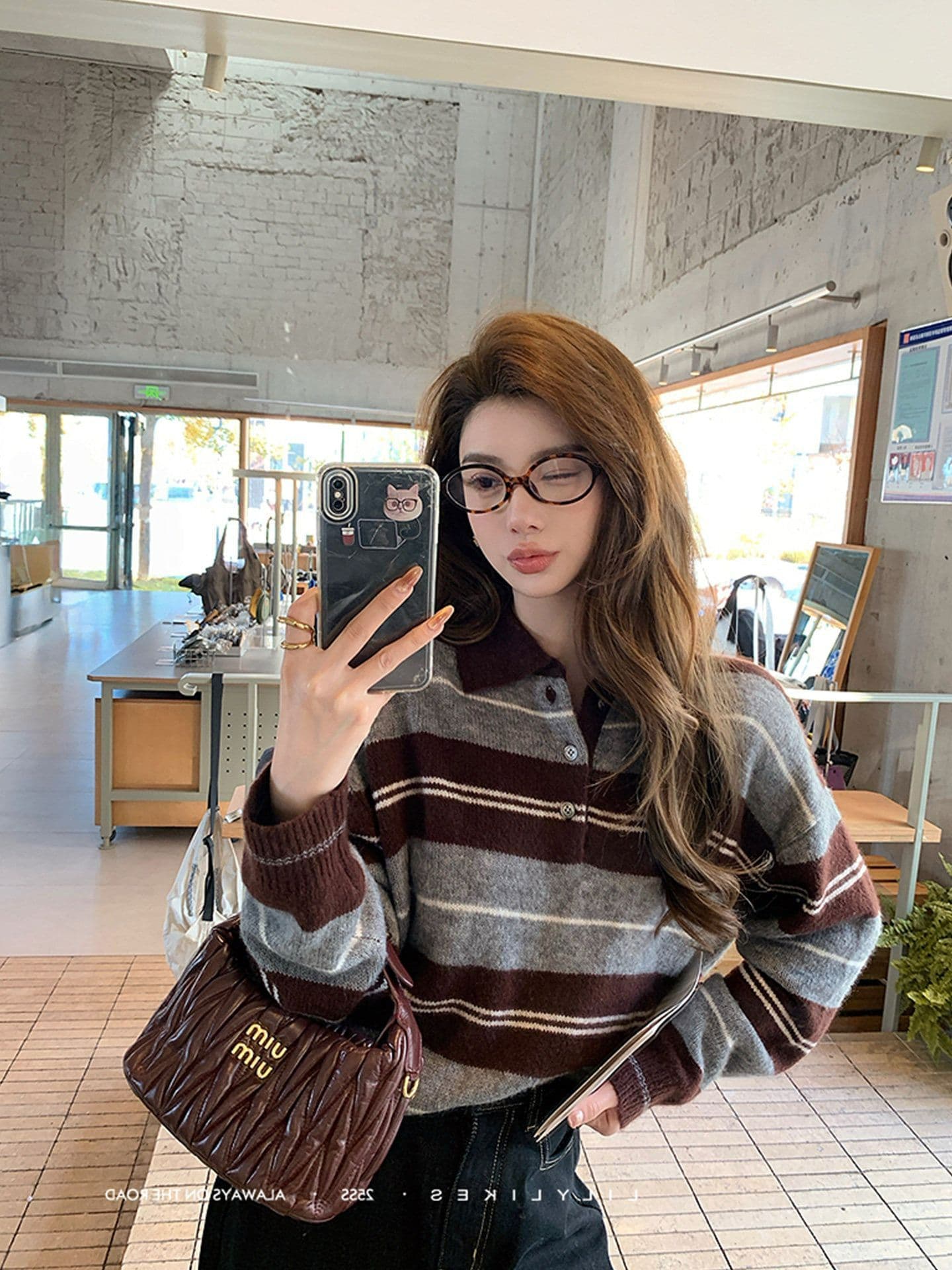 오래된 돈 모델 학생 양 플러시 2026 년 가을 겨울 높음 지혜 스트라이프 polo 풀오버 캐주얼 루즈핏 상세 이미지 10