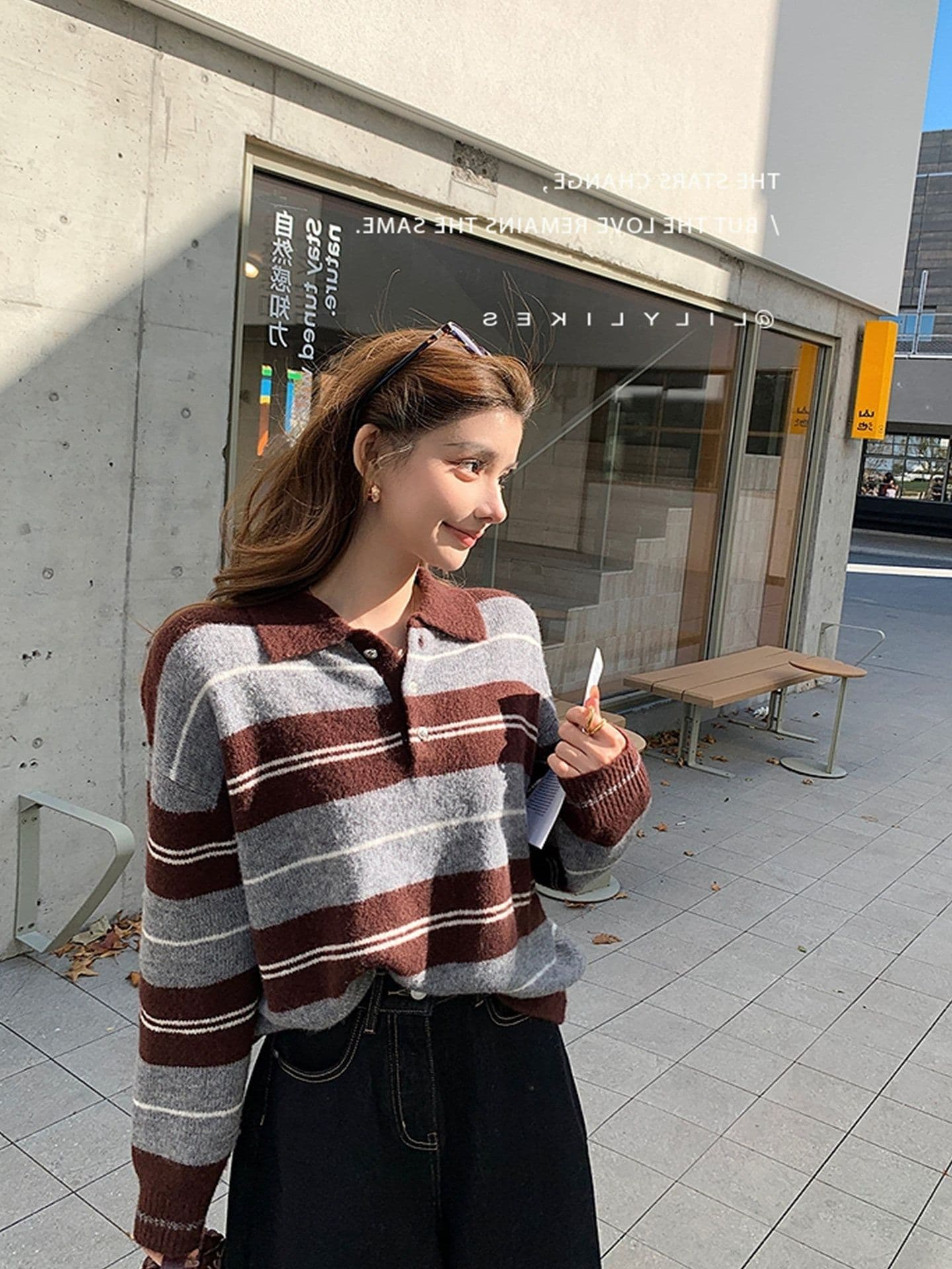 오래된 돈 모델 학생 양 플러시 2026 년 가을 겨울 높음 지혜 스트라이프 polo 풀오버 캐주얼 루즈핏 상세 이미지 18