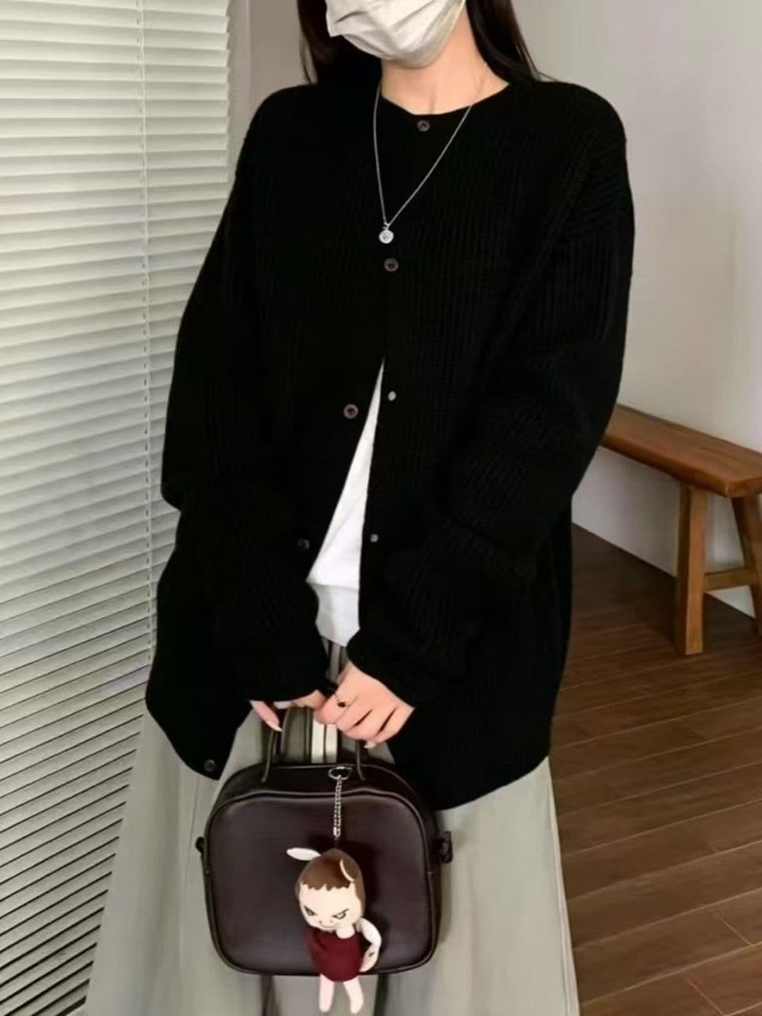보존 추천 섹션 익스트림 제인 바람 루즈핏 라운드 넥 긴팔 양 플러시 대 오픈 가디건 니트 재킷 맨위 여성 가을 겨울 상세 이미지 4