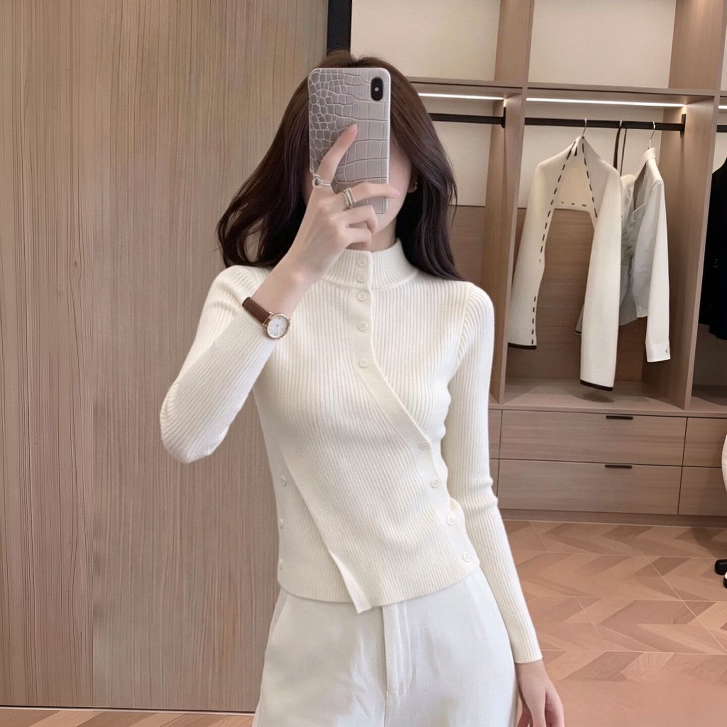 한 부서 허리 수축 작은 대중 디자인 반하이넥 만나는 니트 스웨터 패션 착용 가져 가라. 긴팔 제인 부서 여성 가을 겨울 스웨터