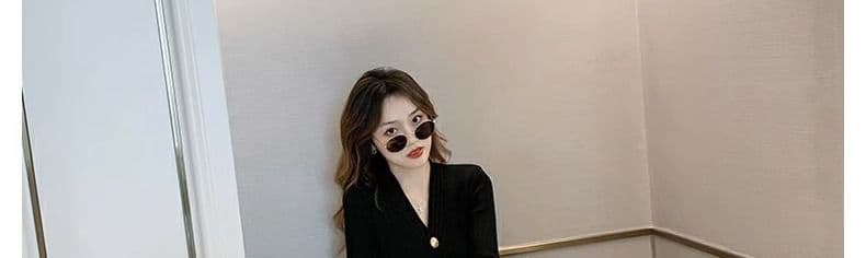 2026 년 새로운 쇼트 스타일 기본 셔츠 여성 가을 긴팔 니트 맨위 샤오시엔 인터넷 유명인 바람 검정색 오픈 가디건 스웨터 상세 이미지 30