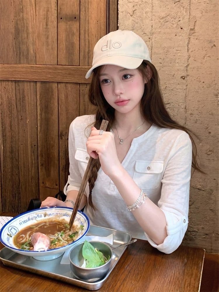 165 그램 눈꽃 면 직장 바람 패션 다용도 고급 센스 편안함 통기성 중간 소매 티셔츠 여성 가을 캐주얼 바람 맨위 상세 이미지 3