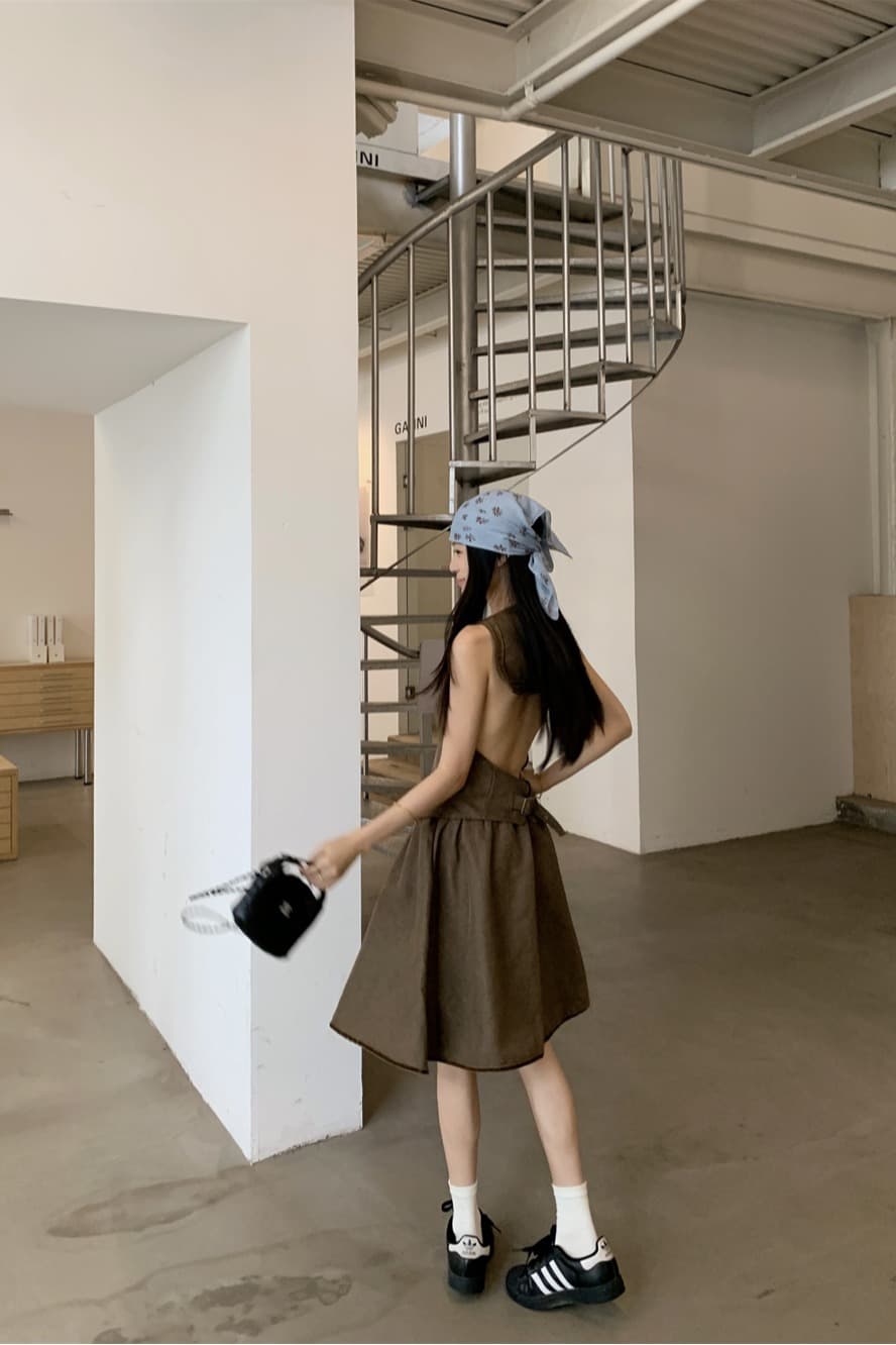 실사 정가 디자인 센스 해군 칼라 V넥 베스트 여성 의류 맨위 리본 패치워크 펌프 Pleat 반신 치마 세트 이미지 5