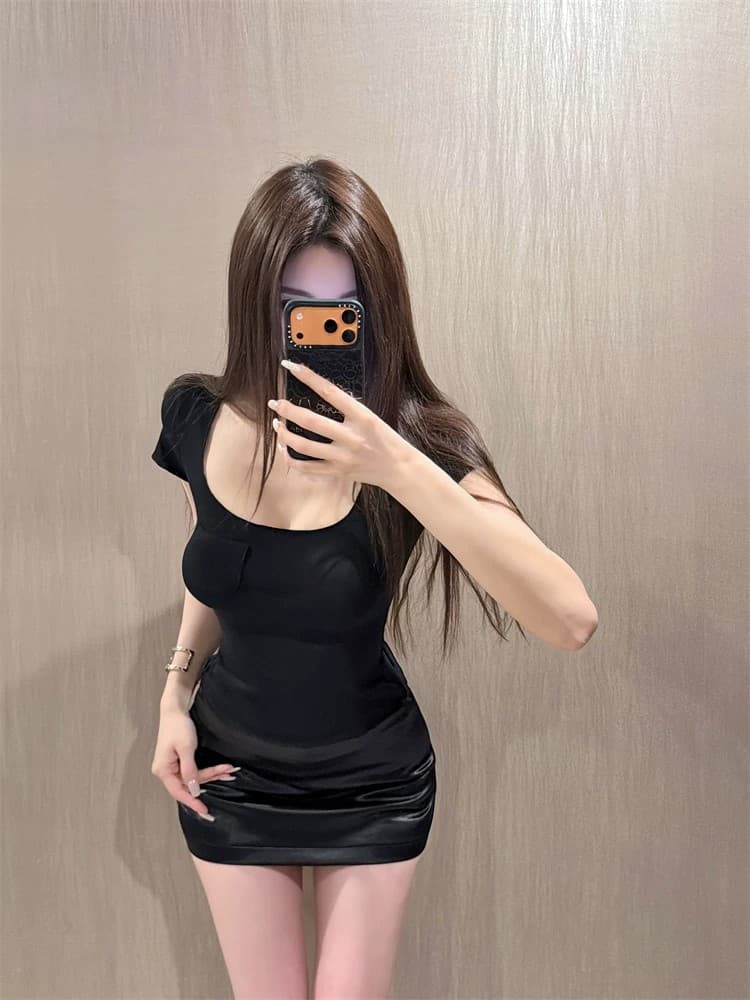 여름 단색 광장 칼라 몸매 가꾸기 반팔 티셔츠 여성 슬림해 보이는 맨위 상세 이미지 10