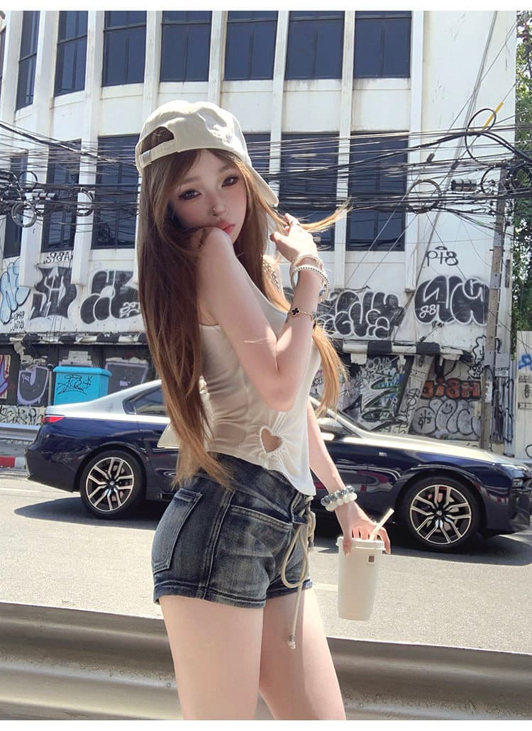핫걸 순수한 욕망 바람 검정색 작은 슬링 조끼 여성 여름 홀로우 아웃 디자인 센스 스택 착용 투피스 세트 상세 이미지 50