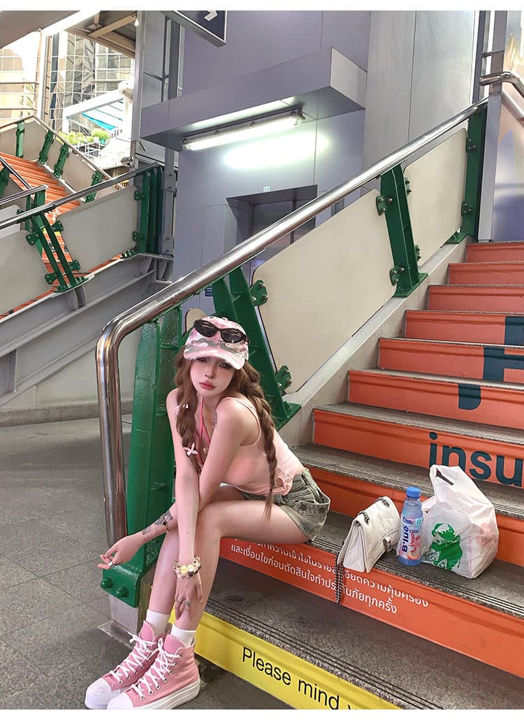 핫걸 순수한 욕망 바람 검정색 작은 슬링 조끼 여성 여름 홀로우 아웃 디자인 센스 스택 착용 투피스 세트 상세 이미지 64