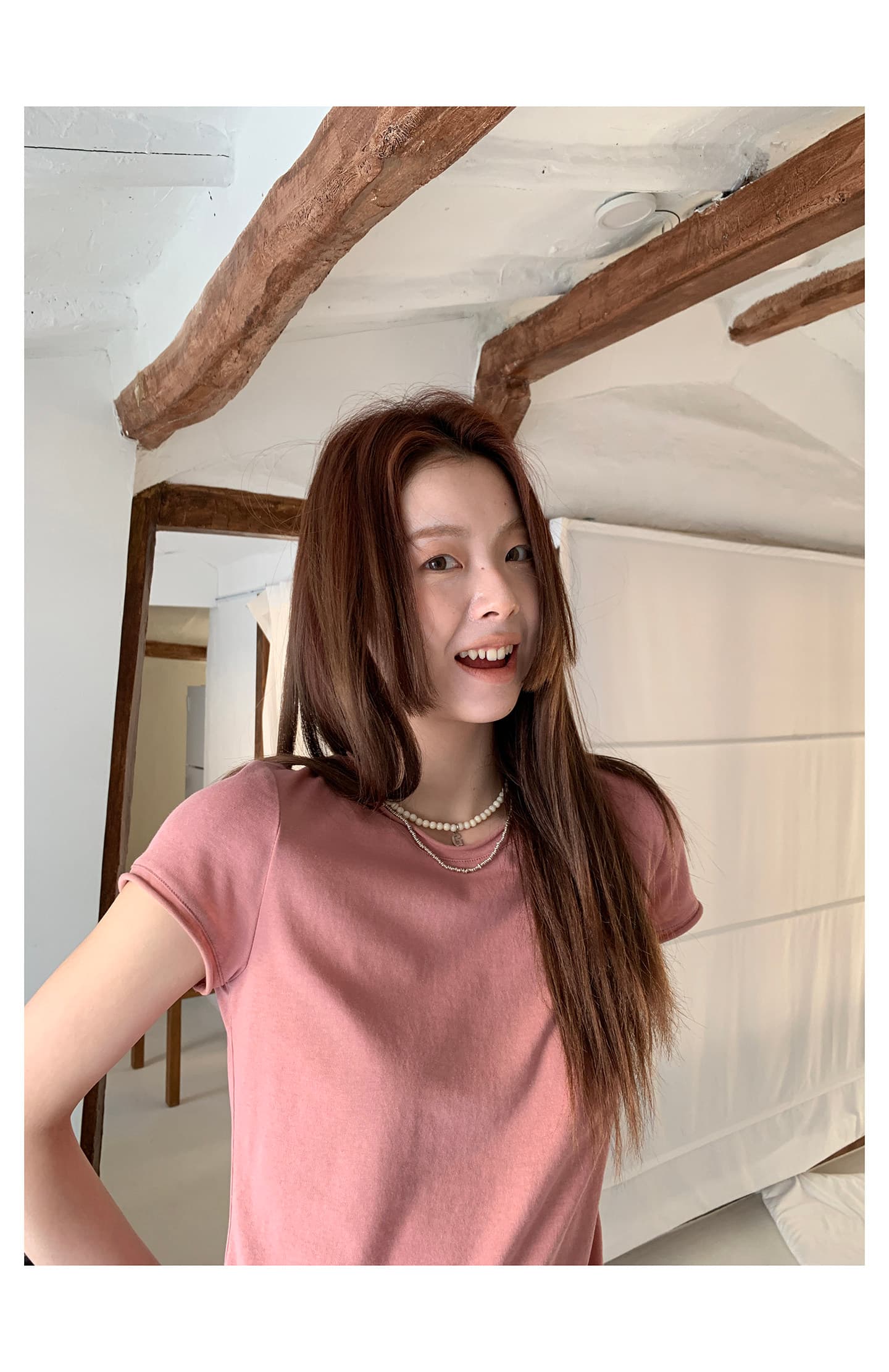 기초 섹션 단색 볼륨 측면 반팔 티셔츠 여성 여름 슬림해 보이는 풀오버 맨위 상세 이미지 4