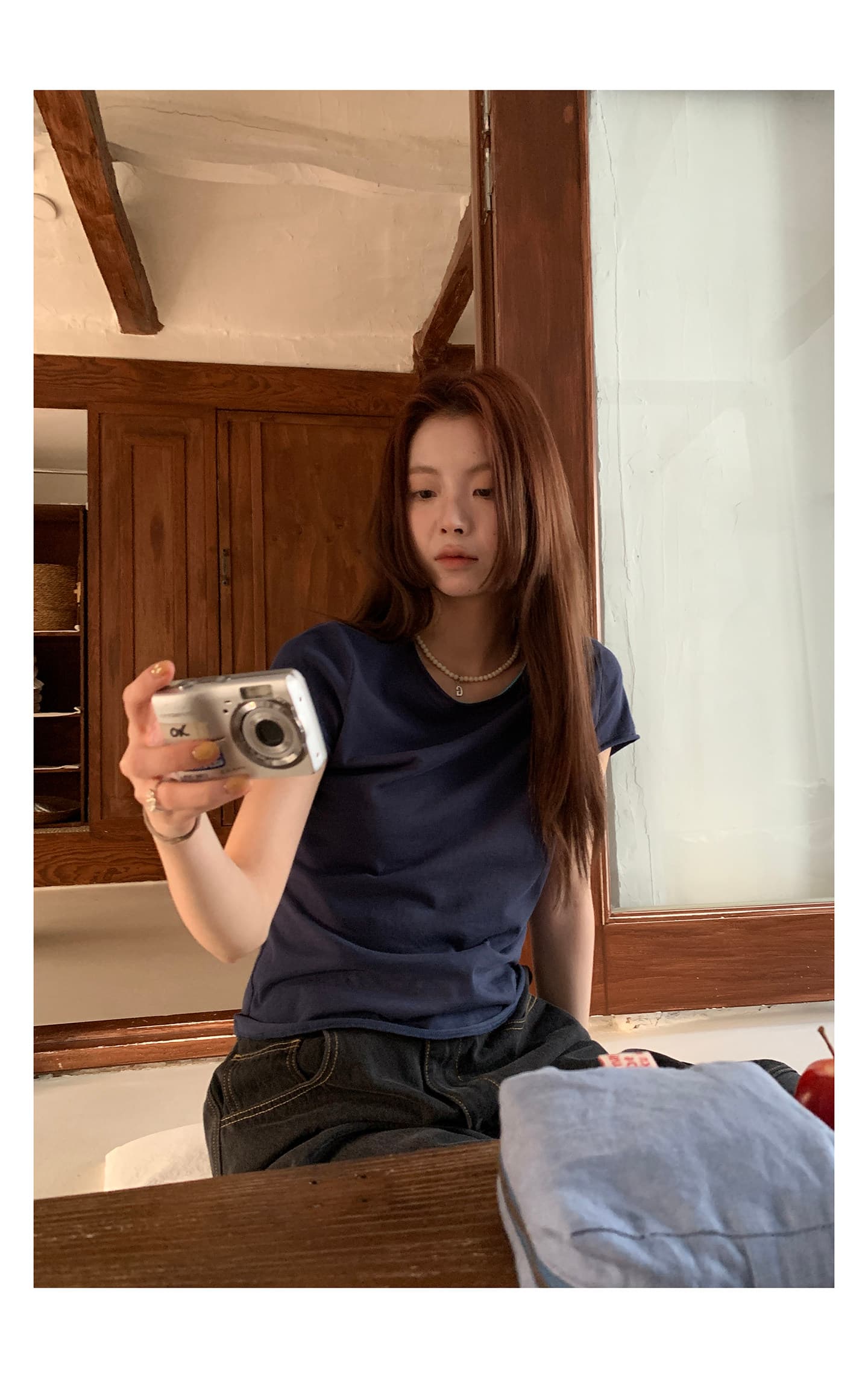 기초 섹션 단색 볼륨 측면 반팔 티셔츠 여성 여름 슬림해 보이는 풀오버 맨위 상세 이미지 32