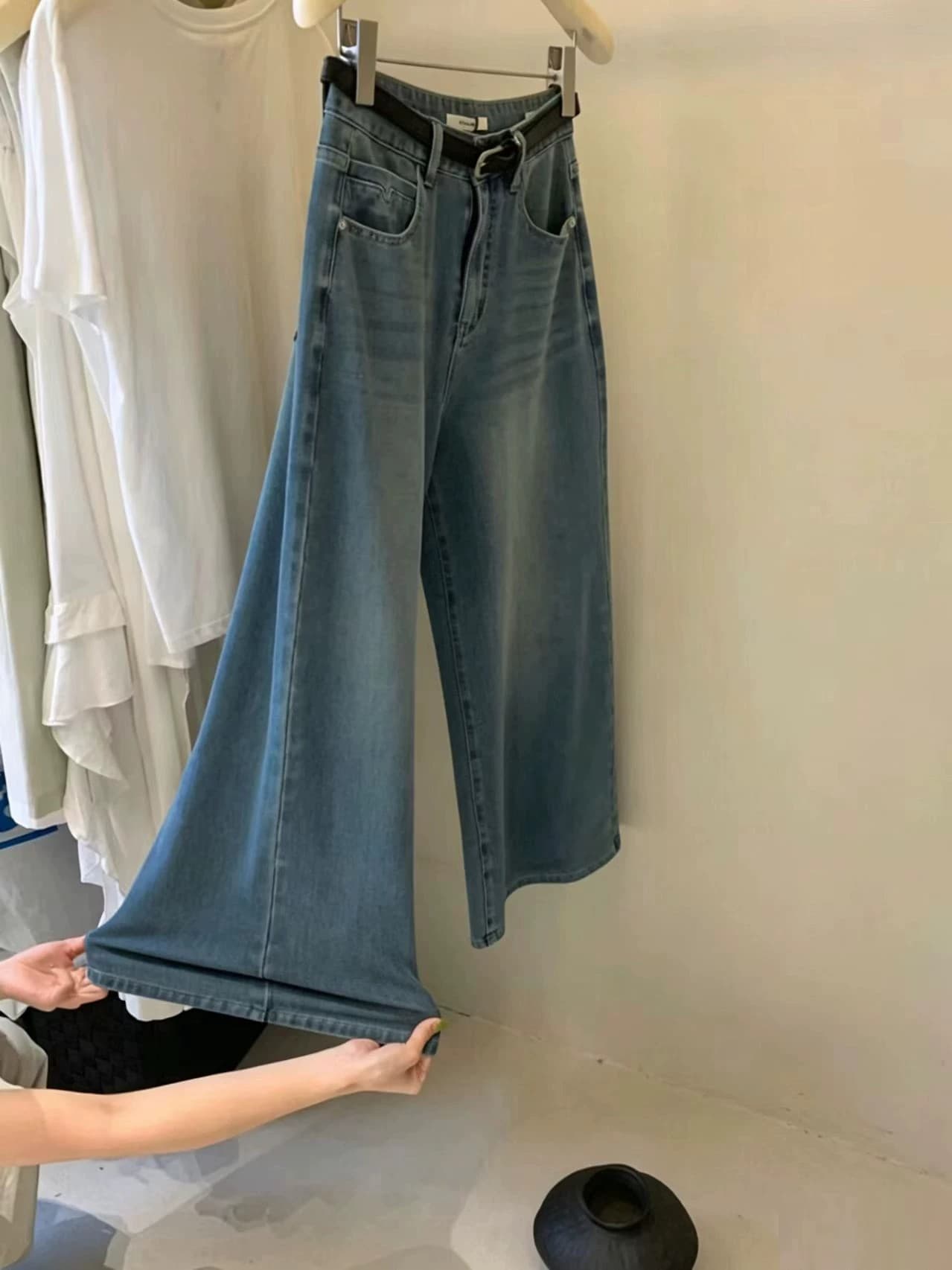 가을 레트로 워싱 루즈핏 청바지 여성 상세 이미지 4