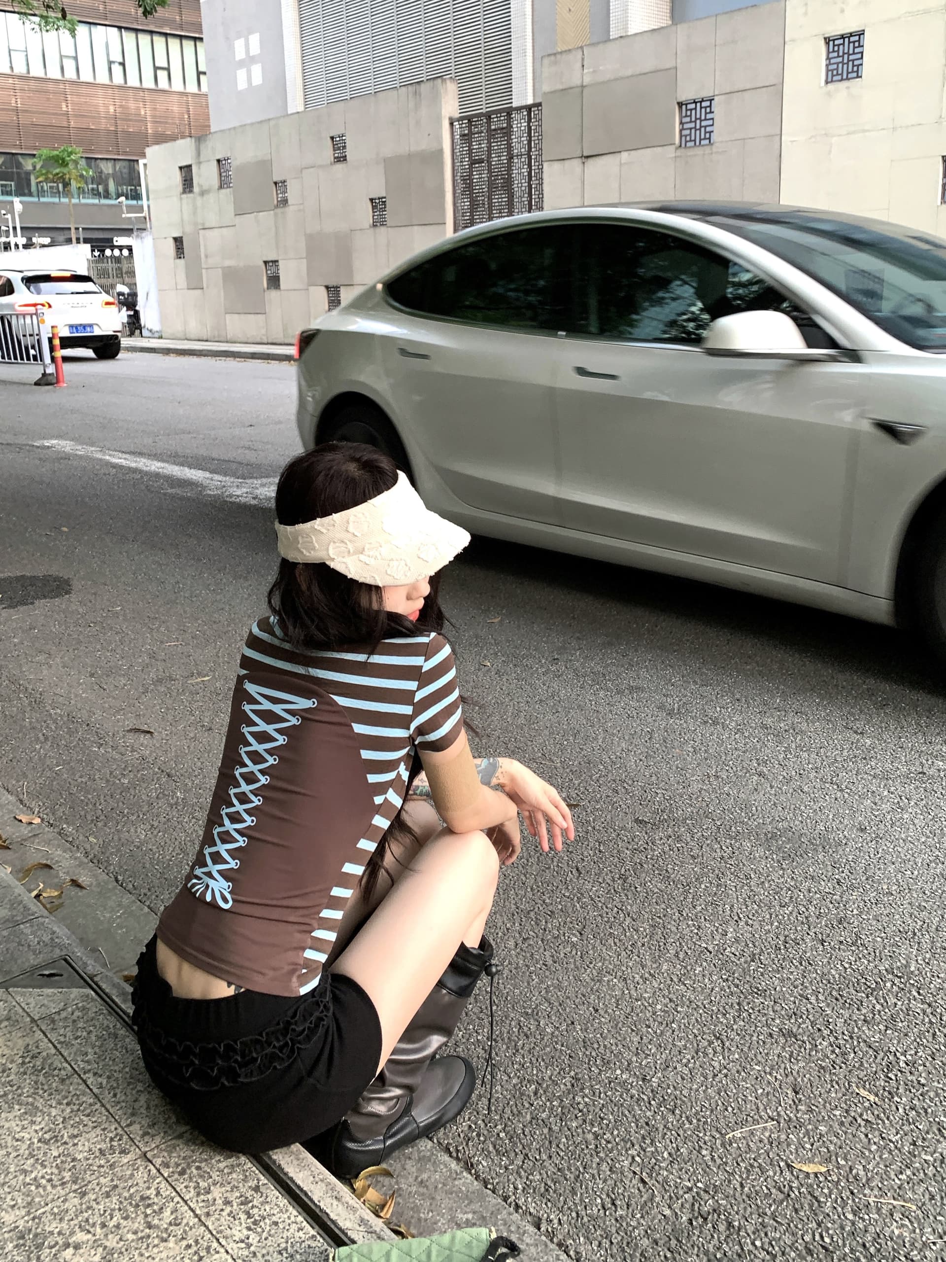 디자인 센스 스트라이프 반팔 티셔츠 여성 여름 상세 이미지 14
