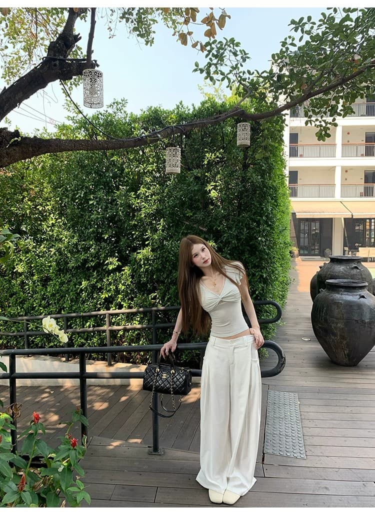 레이스 조각 V넥 비틀림 페이크 레이어드 반팔 티셔츠 여성 여름 새로운 몸매 가꾸기 핫걸 맨위 상세 이미지 36