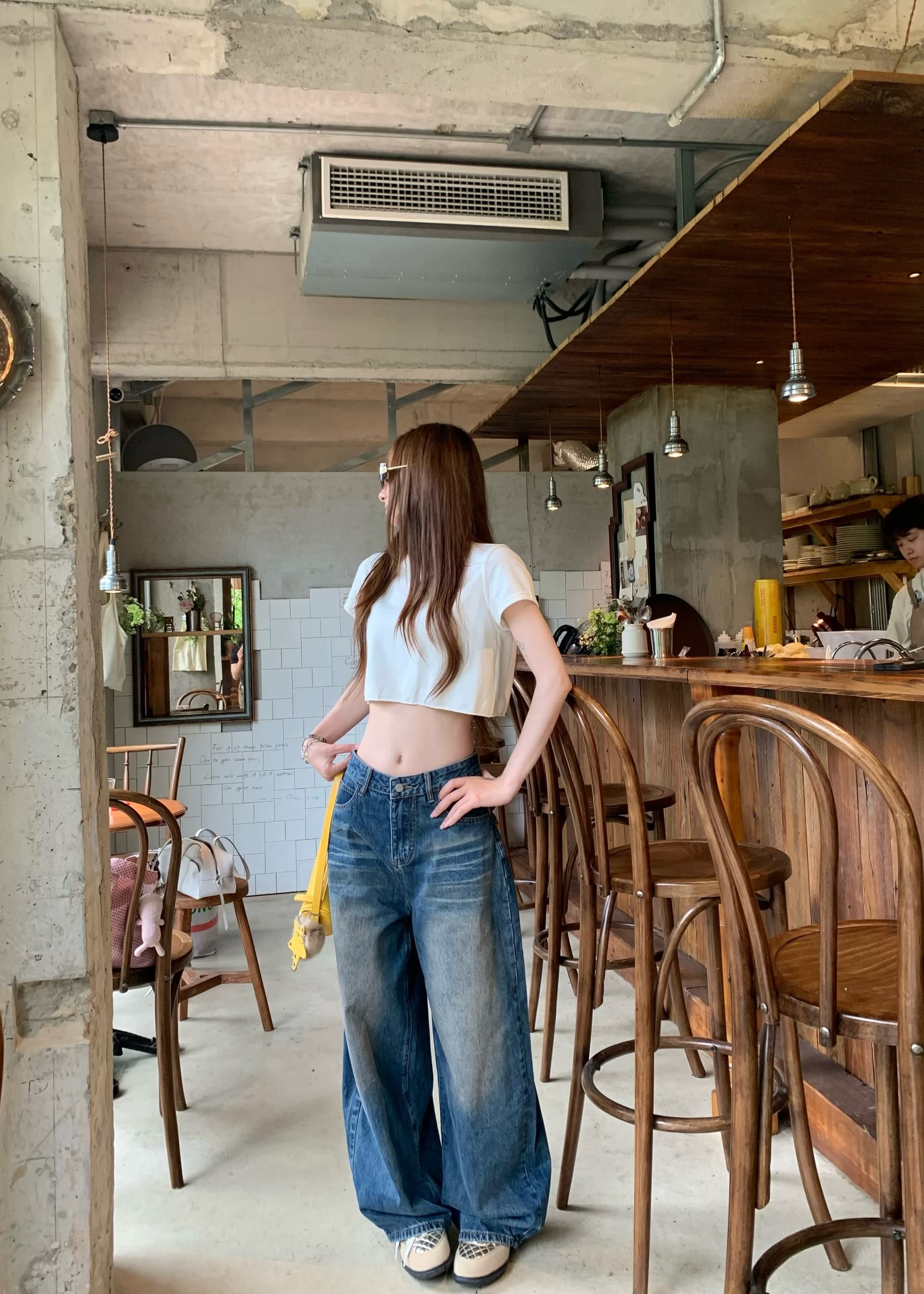 청바지 여성 가을 새로운 아메리칸 하이웨이스트 루즈핏 와이드 레그 팬츠 다용도 슬림해 보이는 느슨함 도루 센스 롱 바지 상세 이미지 25