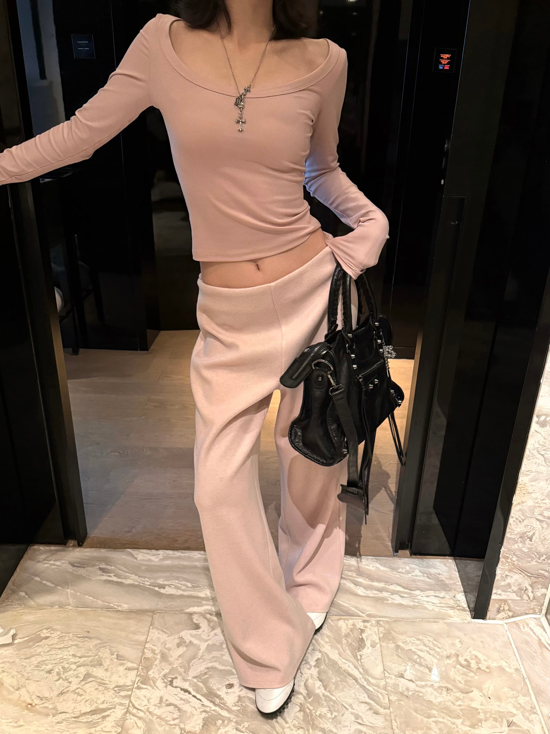 패션 세트 이른 가을 몸매 가꾸기 쇼트 스타일 긴팔 티셔츠 넓은 다리 캐주얼 바지 긴 바지 투피스 세트 상세 이미지 9
