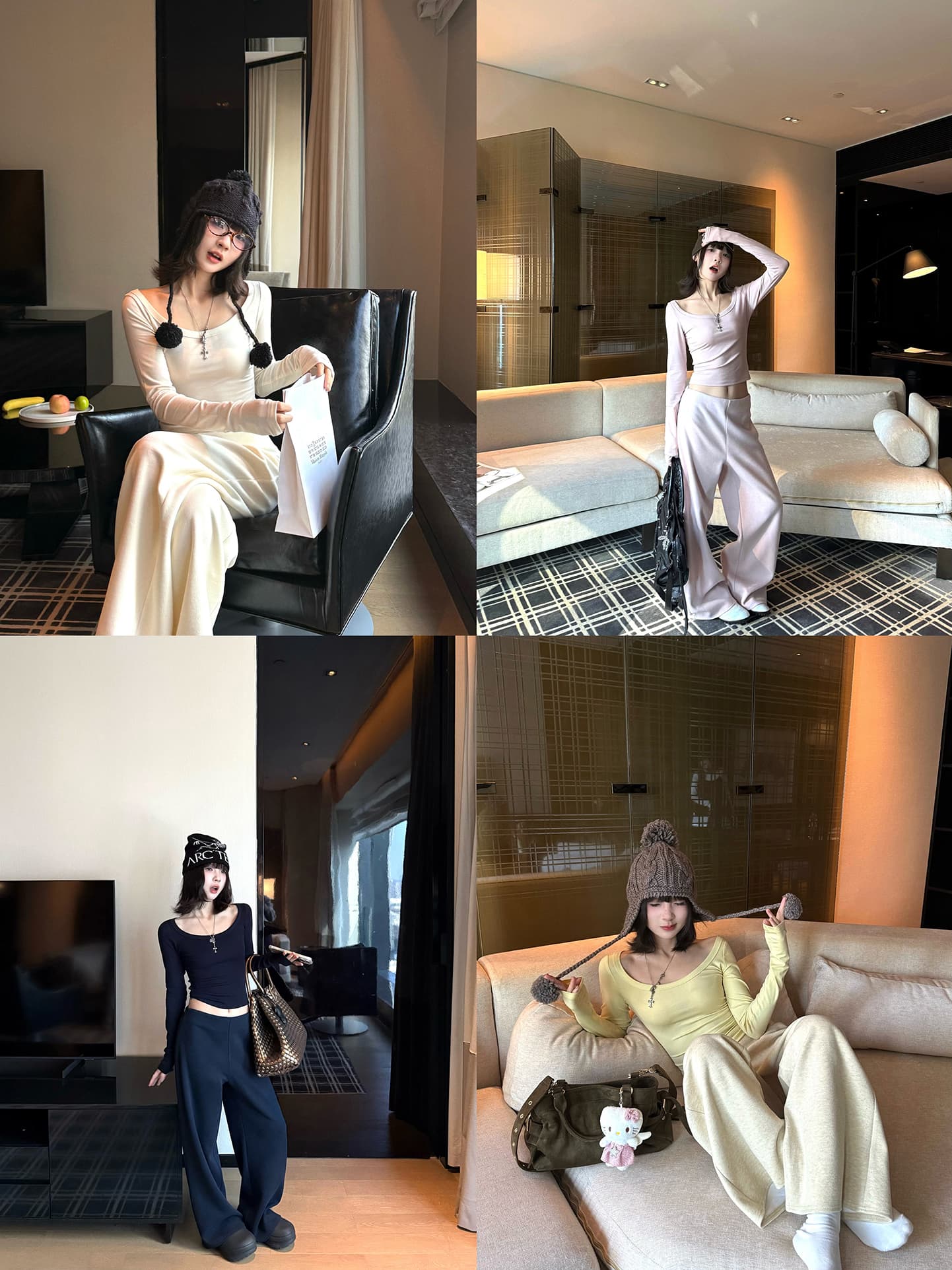 패션 세트 이른 가을 몸매 가꾸기 쇼트 스타일 긴팔 티셔츠 넓은 다리 캐주얼 바지 긴 바지 투피스 세트 상세 이미지 18