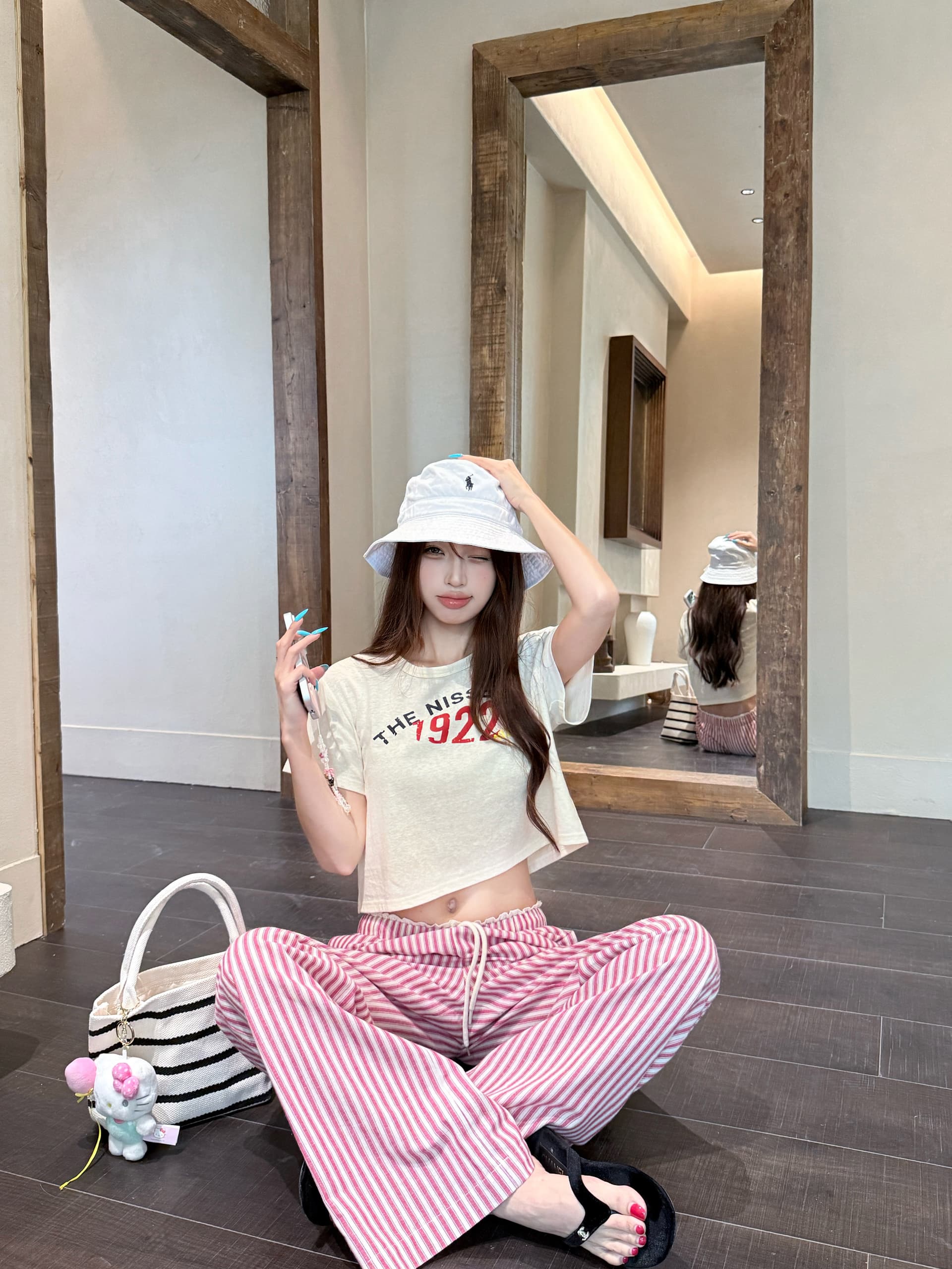 레트로 알파벳 프린트 반팔 티셔츠 여성 여름 캐주얼 바지 패션 세트 이미지 2