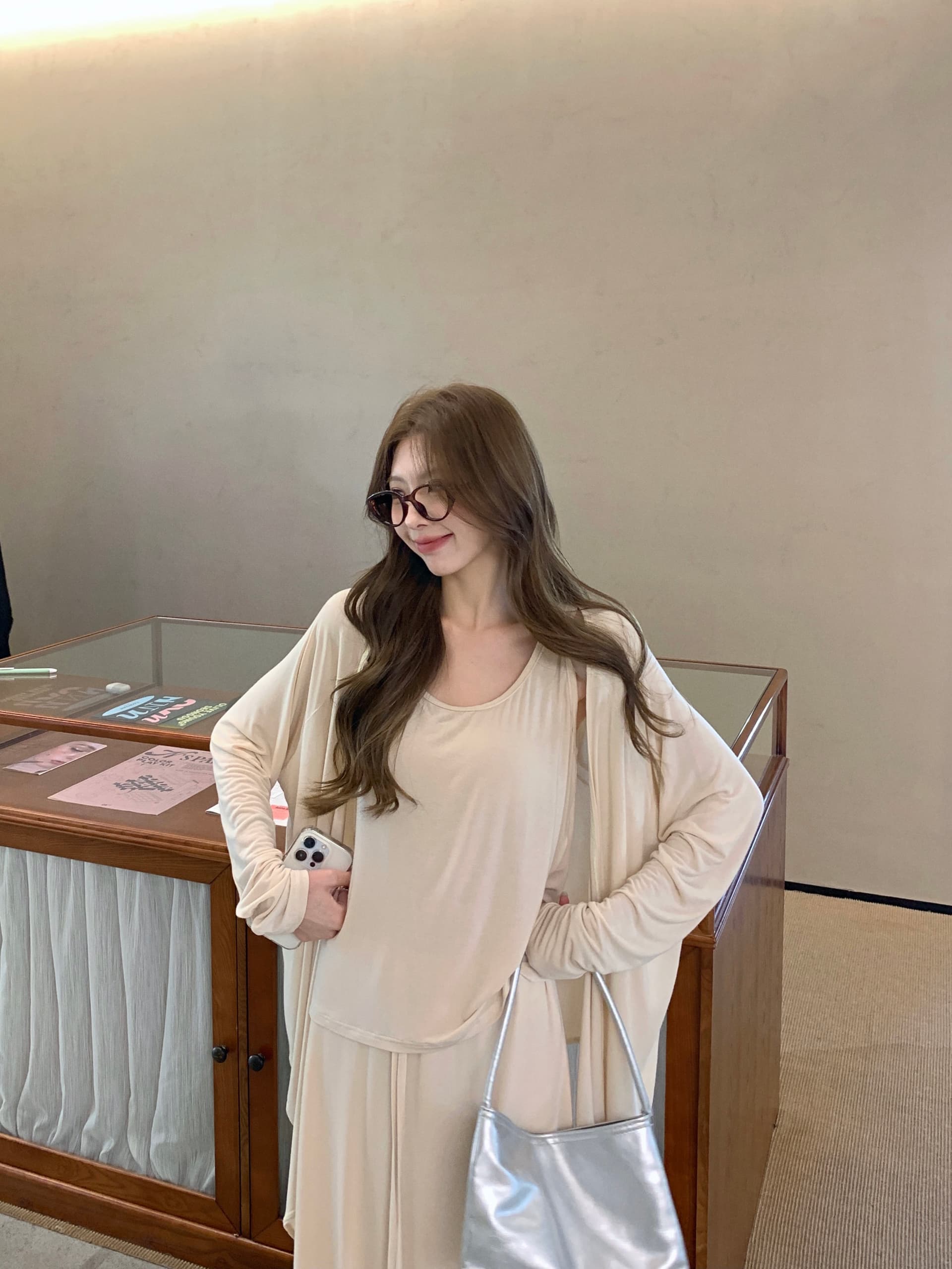 캐주얼 바람 세트 여성 품격 카디건 코트 인사이드 가져 가라. 조끼 이른 가을 도루 센스 반신 스커트 패션 3종 세트 상세 이미지 6