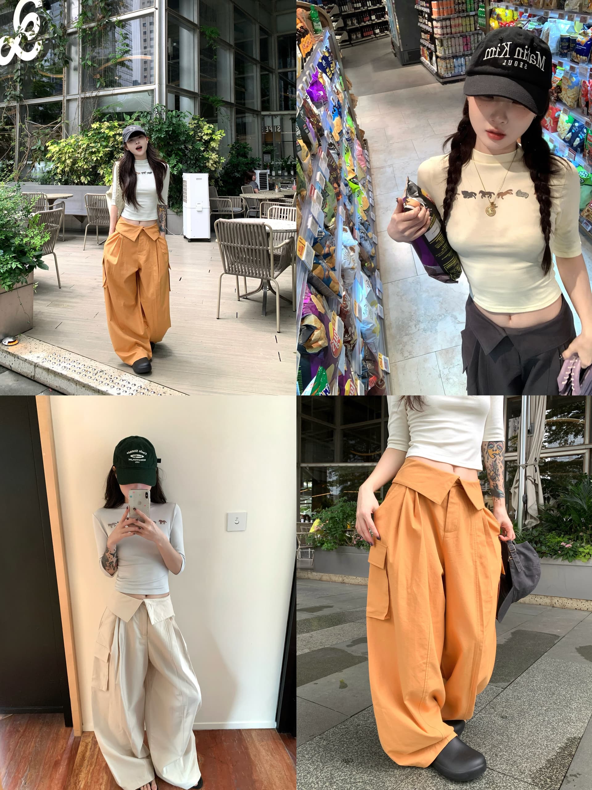 아메리칸 핫걸 바람 프린트 티셔츠 여성 여름 새로운 직업 바지 루즈핏 와이드 레그 팬츠 긴 바지 패션 투피스 세트 상세 이미지 26