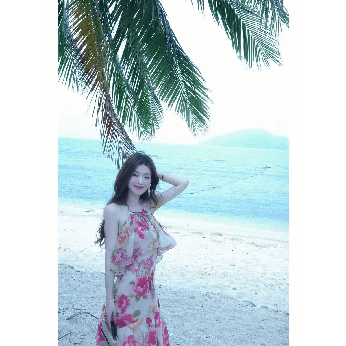 프랑스식 휴가 인어 꼬리 드레스 옷 여성 여름 행침 목 오프숄더 민소매 허리 수축 롱 코트 치마 상세 이미지 4