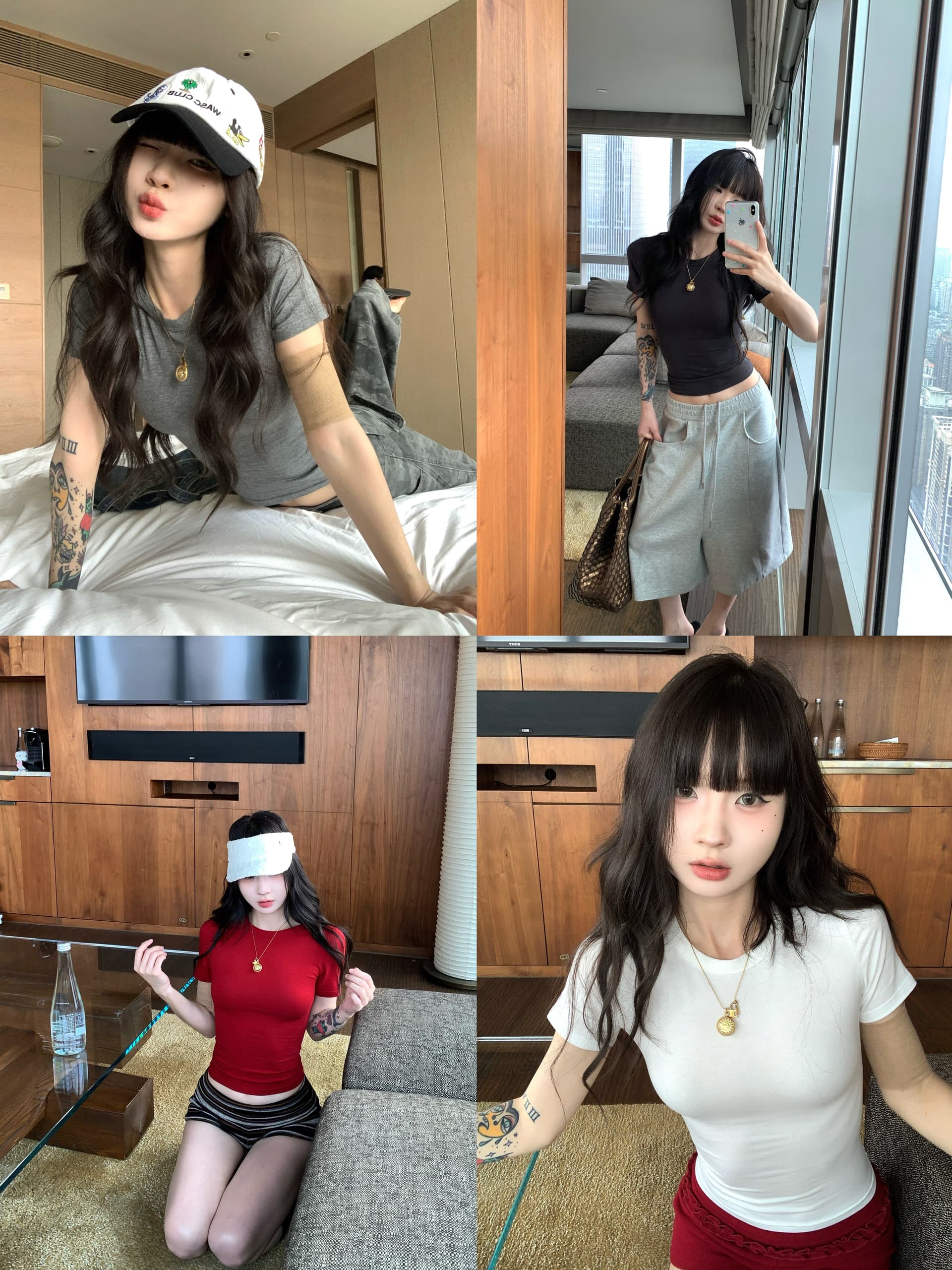 핫걸 순수한 욕망 반팔 티셔츠 여성 여름 몸매 가꾸기 맨위 상세 이미지 2