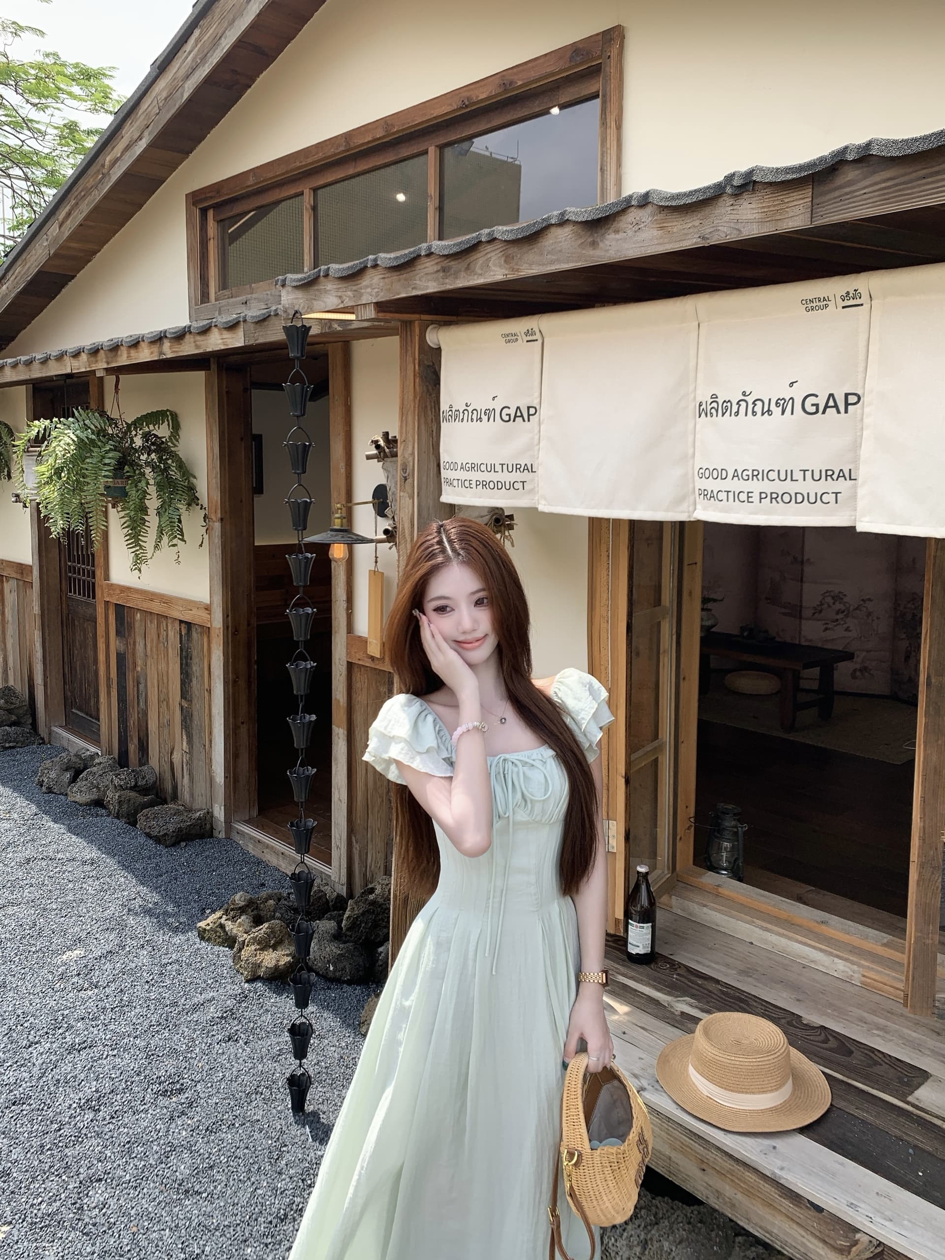 달콤한 스타일 반팔 여성 드레스 가을 허리 수축 슬림해 보이는 A라인 스커트 롱 스커트 상세 이미지 14
