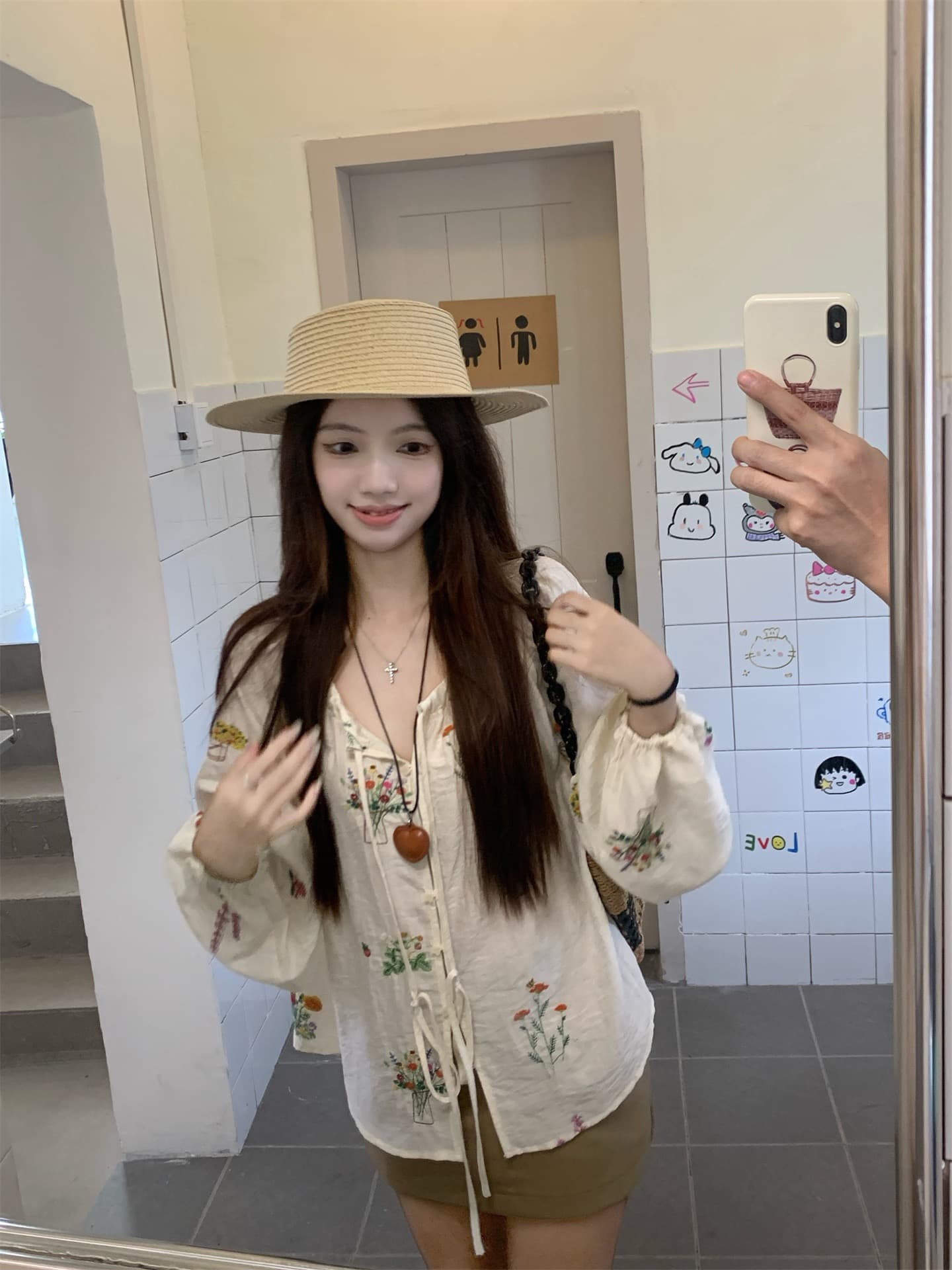 한 부서 무거운 작업 자수 꽃무늬 얇은 스타일 셔츠 2026 봄 여름 새로운 루즈핏 작은 대중 긴팔 태양 보호 셔츠 여성 chic 상세 이미지 5