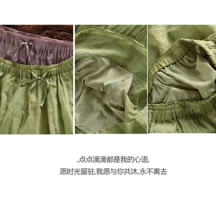 100 라미 가벼움 통기성 허리밴드 레이스업 반신 스커트 여성 문예 바람 다용도 요정 우아한 이중층 A라인 스커트 상세 이미지 10