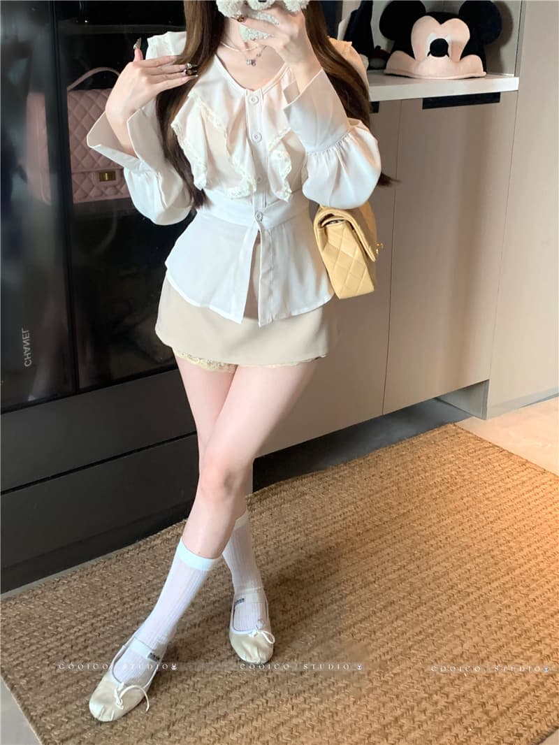 실사 정가 슬립 워킹 이상한 나라 작은 대중 디자인 센스 여성 패션 세트 품격 레트로 스타일 순수한 욕망 핫걸 바람 상세 이미지 8